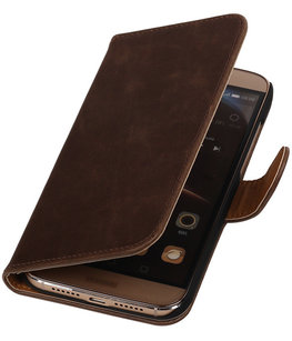 Mocca Pull-Up PU Hoesje voor Huawei G8 Booktype Wallet Cover