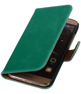 Groen Pull-Up PU Hoesje voor Huawei G8 Booktype Wallet Cover