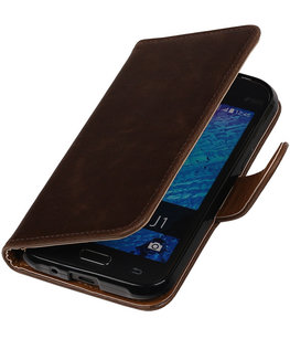 Mocca Pull-Up PU Hoesje voor Samsung Galaxy J1 2015 Booktype Wallet Cover Mocca Pull-Up PU Hoesje voor Samsung Galaxy J1 2015 Booktype Wallet Cover