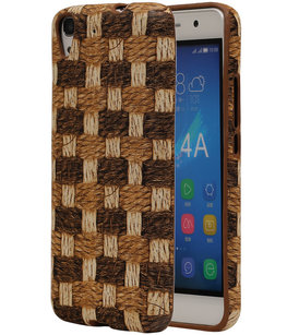 Bruin Geweven Hout Design TPU Cover Case voor Hoesje voor Huawei Honor Y6 Bruin Geweven Hout Design TPU Cover Case voor Hoesje voor Huawei Honor Y6