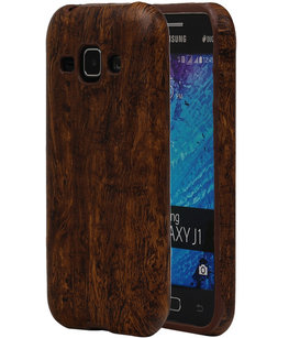 Donker Bruin Hout TPU Cover Case voor Hoesje voor Samsung Galaxy J1 2015 Donker Bruin Hout TPU Cover Case voor Hoesje voor Samsung Galaxy J1 2015