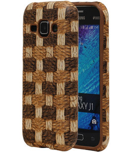 Bruin Geweven Hout Design TPU Cover Case voor Hoesje voor Samsung Galaxy J1 2015 Bruin Geweven Hout Design TPU Cover Case voor Hoesje voor Samsung Galaxy J1 2015