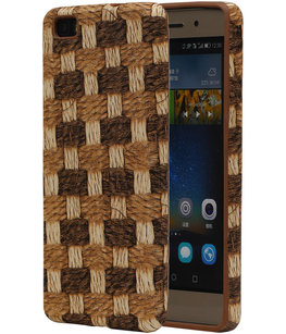 Bruin Geweven TPU Cover Case voor Hoesje voor Huawei P8 Lite