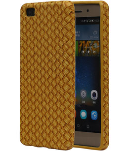 Goud Geweven TPU Cover Case voor Hoesje voor Huawei P8 Lite