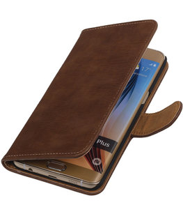 Bruin Bark Hout Booktype Hoesje voor Samsung Galaxy S7 Plus Wallet Cover