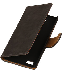 Grijs Bark Hout Booktype Hoesje voor Sony Xperia Z3 Compact Wallet Cover