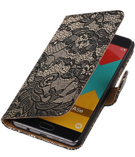 Zwart Lace Booktype Hoesje voor Samsung Galaxy A5 2016 Wallet Cover