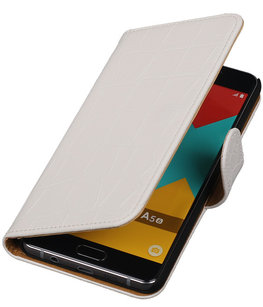 Wit Krokodil Booktype Hoesje voor Samsung Galaxy A5 2016 Wallet Cover