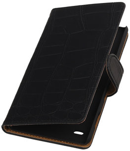 Hoesje voor Sony Xperia C4 Booktype Krokodil Zwart