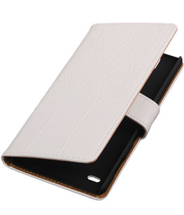 Hoesje voor Sony Xperia C4 Booktype Krokodil Wit