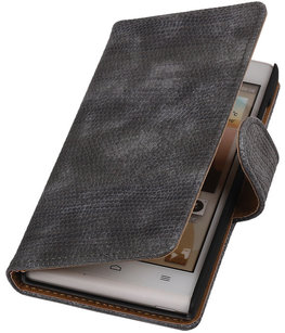 Hoesje voor Huawei Ascend G6 4G - Mini Slang Grijs Booktype Wallet