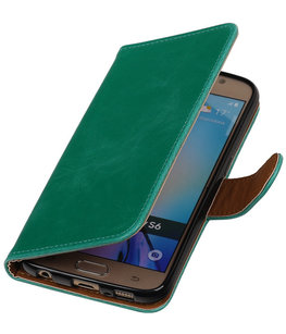 Groen Pull-Up PU Hoesje voor Samsung Galaxy S6 Booktype Wallet Cover Groen Pull-Up PU Hoesje voor Samsung Galaxy S6 Booktype Wallet Cover