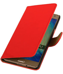 Rood Effen Booktype Hoesje voor Samsung Galaxy A7 2015 Wallet Cover