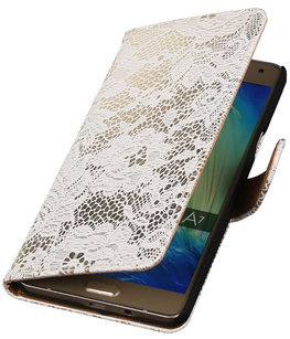 Wit Lace Booktype Hoesje voor Samsung Galaxy A7 2015 Wallet Cover