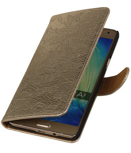 Goud Lace Booktype Hoesje voor Samsung Galaxy A7 2015 Wallet Cover