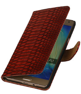 Rood Slang Booktype Hoesje voor Samsung Galaxy A7 2015 Wallet Cover