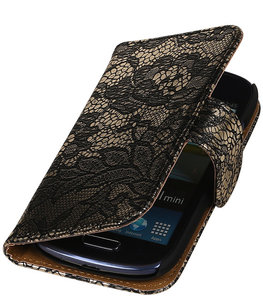 Lace Zwart Hoesje voor Samsung Galaxy S3 Mini VE Book/Wallet Case/Cover
