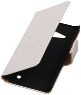 Wit Krokodil Booktype Hoesje voor Microsoft Lumia 550 Wallet Cover