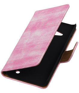 Roze Mini Slang Booktype Hoesje voor Microsoft Lumia 550 Wallet Cover
