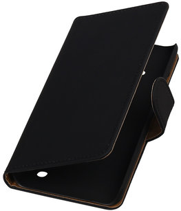 Zwart Effen Booktype Hoesje voor Microsoft Lumia 550 Wallet Cover