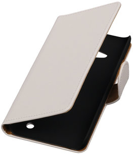 Wit Effen Booktype Hoesje voor Microsoft Lumia 550 Wallet Cover