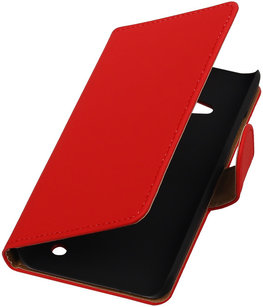 Rood Effen Booktype Hoesje voor Microsoft Lumia 550 Wallet Cover