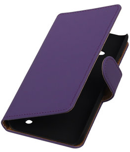 Paars Effen Booktype Hoesje voor Microsoft Lumia 550 Wallet Cover