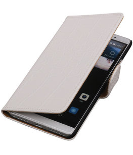 Wit Krokodil Booktype Hoesje voor Huawei Mate S Wallet Cover