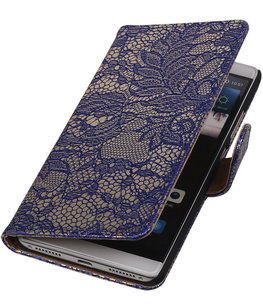 Blauw Lace Booktype Hoesje voor Huawei Mate S Wallet Cover