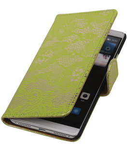 Groen Lace Booktype Hoesje voor Huawei Mate S Wallet Cover