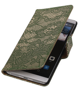 Donker Groen Lace Booktype Hoesje voor Huawei Mate S Wallet Cover