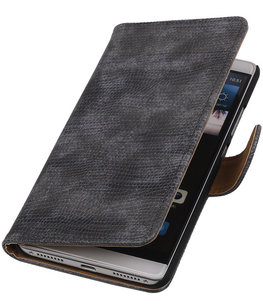 Grijs Mini Slang Booktype Hoesje voor Huawei Mate S Wallet Cover
