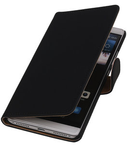 Zwart Effen Booktype Hoesje voor Huawei Mate S Wallet Cover