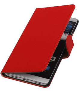 Rood Effen Booktype Hoesje voor Huawei Mate S Wallet Cover