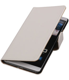 Wit Effen Booktype Hoesje voor Huawei Mate S Wallet Cover