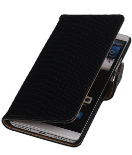 Zwart Slang Booktype Hoesje voor Huawei Mate S Wallet Cover