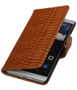 Bruin Slang Booktype Hoesje voor Huawei Mate S Wallet Cover