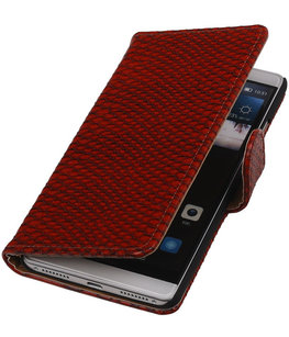 Rood Slang Booktype Hoesje voor Huawei Mate S Wallet Cover