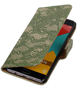 Donker Groen Lace Booktype Hoesje voor Samsung Galaxy A7 2016 Wallet Cover Donker Groen Lace Booktype Hoesje voor Samsung Galaxy A7 2016 Wallet Cover