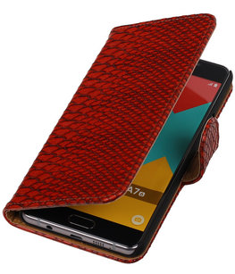 Rood Slang Booktype Hoesje voor Samsung Galaxy A7 2016 Wallet Cover Rood Slang Booktype Hoesje voor Samsung Galaxy A7 2016 Wallet Cover