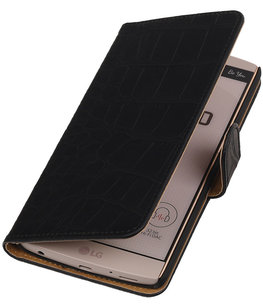 Hoesje voor LG V10 - Croco Zwart Booktype Wallet Hoesje voor LG V10 - Croco Zwart Booktype Wallet
