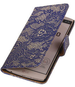 Hoesje voor LG V10 - Lace Blauw Booktype Wallet Hoesje voor LG V10 - Lace Blauw Booktype Wallet