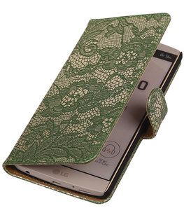 Hoesje voor LG V10 - Lace Donker Groen Booktype Wallet Hoesje voor LG V10 - Lace Donker Groen Booktype Wallet