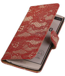 Hoesje voor LG V10 - Lace Rood Booktype Wallet Hoesje voor LG V10 - Lace Rood Booktype Wallet