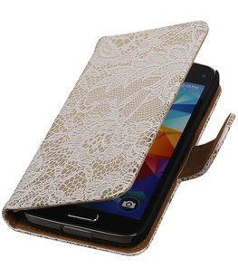 Lace Wit Hoesje voor Samsung Galaxy S5 Mini Book/Wallet Case