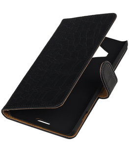 Hoesje voor Microsoft Lumia 950 XL - Croco Booktype Wallet Zwart