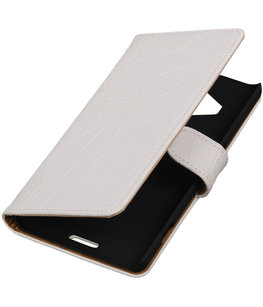 Hoesje voor Microsoft Lumia 950 XL - Croco Booktype Wallet Wit