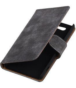 Hoesje voor Sony Xperia Z4 Compact Booktype Wallet Mini Slang Grijs