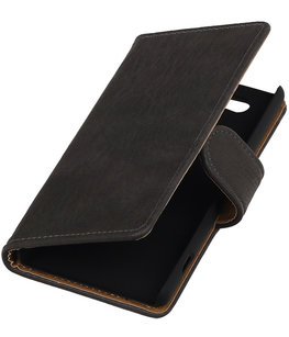Hoesje voor Sony Xperia Z4 Compact Bark Hout Bookstyle Wallet Grijs