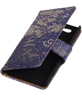 Hoesje voor Sony Xperia Z4 Compact Lace Kant Bookstyle Wallet Blauw